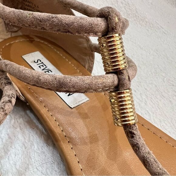 Steve Madden Light Brown and Gold Toned Rantt Sandals Size 6.5 - Picture 8 of 13